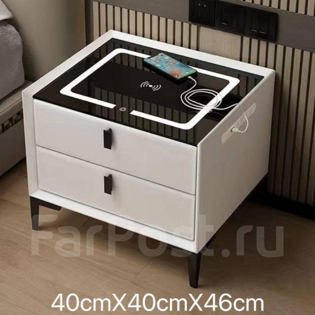 Прикроватная тумба с подсветкой, беспроводной зарядкой(40*40*46), новый ...