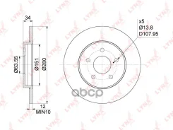 ���� ��������� ��������������� ������ (280x12) LYNXauto ���. BN1019 BN1019 ����