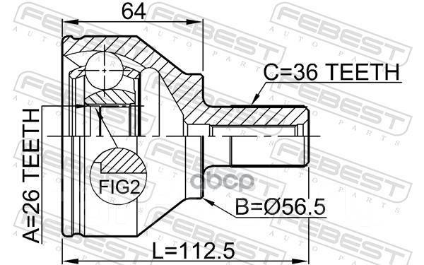   26X56.5x36 Volvo S80 2007- Febest . 2710-S40II 2710S40II 