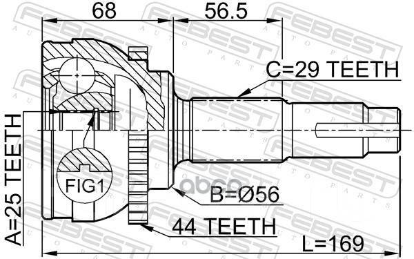   25X56x29 Nissan X-Trail T30 2001.09-2013.07 [Gl] Febest . 0210-069A44 0210069A44 