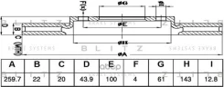 ��������� ���� (1 �����) LADA Vesta/ X-RAY/Largus/ Renault Logan/Megane/Nissan NOTE/Tiida F BG3762, RN1187 Blitz ���. BS0522 BS0522 ����