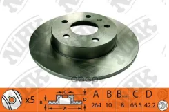 ��������� ���� (��������) OPEL Astra F/G/H/Corsa C/Zafira A/B (264mm/10mm) R BG3406, DB6030 NiBK ���. RN1380 RN1380 ����