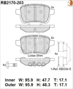 �������� ��������� ������� R Brake 16 05 285 / 95 517 078 R Brake RB2170203, OPEL ADAM (M13) OPEL Corsa E (X15) OPEL Corsa E ������/������� (X15) Vaux...