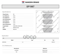 ������� ��������� �������� SP1987 Sangsin brake SP1987 ����