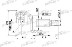 ���� ������ �-�� 26x52x25 Mazda: 626 2.0/2.0D 03/83-09/87 ��� ABS Patron ���. PCV1042 PCV1042 ����