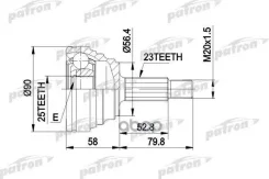 ���� ������ �-�� 23x56.2x25 Renault: Laguna 93 - 01, Laguna Grandtour 95 - 01, Safrane I 92 - 96 Patron ���. PCV1316 PCV1316 ����