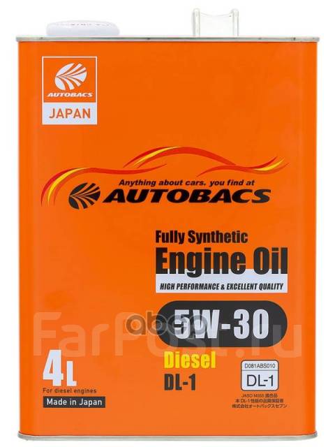 Масло Моторное Autobacs Engine Oil Fs Diesel Dl-1 5W30 4L Autobacs, 4 ...