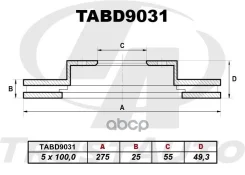 ��������� ���� (TA); TABD9031 DF4160; RN1142 - (275x25x55x49,3x5x100,0) 43512-20711; �43512-20710; �43512-63010; �43512-02110; �43512-02111; �43512-02...