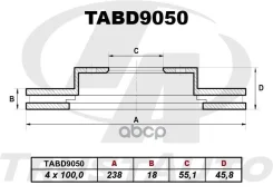 ��������� ���� (TA); TABD9050 43512-12330; �43512-12340; �09508430 (FR) Corolla CE106V (91-98), EE106V, EE102V (94-02), EE107V, EE108G (91-94), EE101...