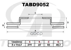 ��������� ���� (TA); TABD9052 DF4810; �RN1238V; �09. �A864. �11; �09. �A864. �14; �GR20650 - (275x22x62,1x46,2x5x114,3) 43512-12670; �43512-02220; �DF...