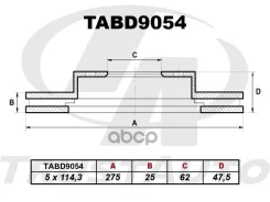��������� ���� (TA); TABD9054 Dixcel 3111028; RN1305; GR02451 - (275x25x62x47,5x5x114,3) 43512-22220; �43512-22250; �Dixcel 3111028; �RN1305; �GR02451...