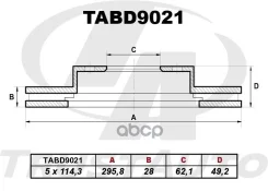 ��������� ���� (TA); TABD9021 RN1442 - (295,8x28x62,1x49,2x5x114,3) 43512-48031; �43512-48050; �43512-48030; �43512-48020 Trust Auto ���. TABD9021 TAB...