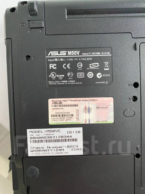 Asus M50Vc. 15.4", ��� 2048 ��, ���� 250���, WiFi: 1, Bluetooth: 1 ����