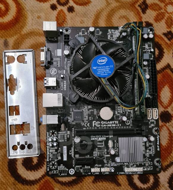 Gigabyte GA-H81M-S1 комплект, б/у, в наличии. Цена: 4 000₽ во Владивостоке