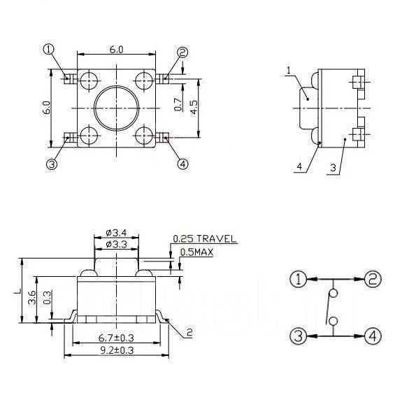 Кнопка микро с фиксацией схема подключения Тактовая кнопка SMD 6x6x7mm, новый, в наличии. Цена: 5 ₽ во Владивостоке