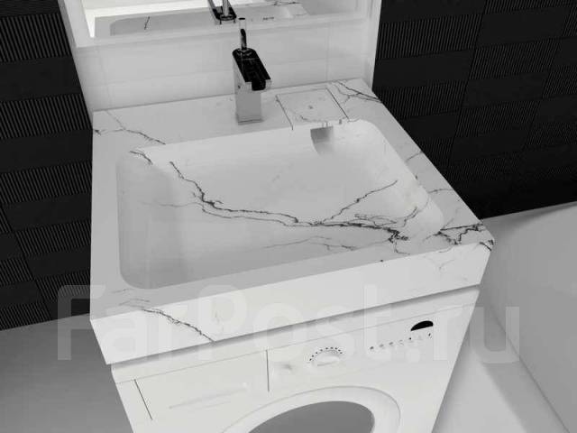 Раковина подвесная на стиральную машину Стандарт белый мрамор 60*60, в ...