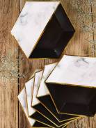 Тарелки бумажные Чёрный и мрамор (18 см 6 шт) 2762 фото