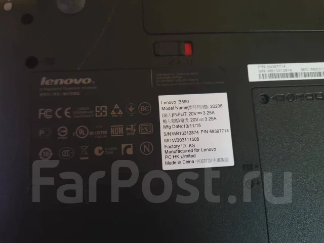 Lenovo B590. 15.6", ��� 4 ��, ���� 240���, WiFi: 1, Bluetooth: 1, ����������� �� 2��. ����