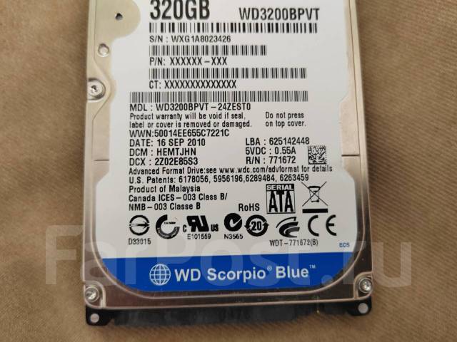 Жесткий диск 2.5 SATA 320GB, 320 Гб, б/у, в наличии. Цена: 500₽ во ...