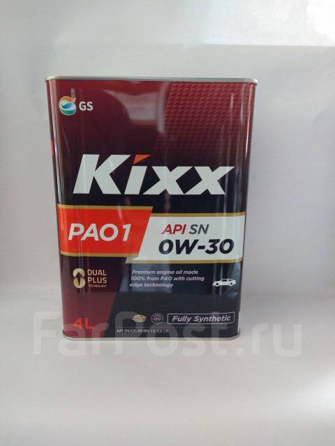 Моторное масло Kixx PAO1 0W30 4л, синтетическое, 4,00 л. CF, SN, A5, B5 ...