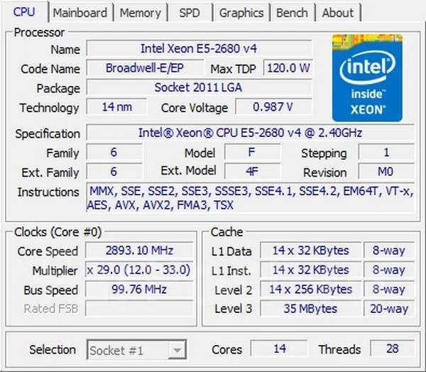 Intel Xeon E5-2680 v4 ����