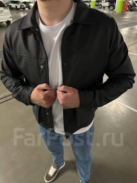 Мужская кожаная куртка-рубашка (кожанка), 54, 56, лето, новый, в ...