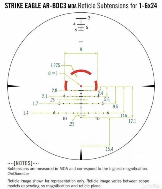 Прицел загонник Vortex Strike Eagle 1-6x24 (AR-BDC3 С Подсветкоу, новый ...