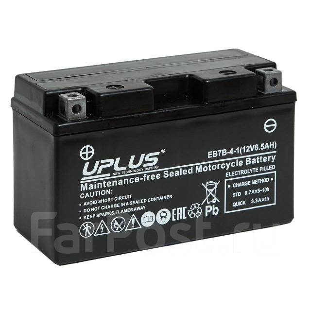Мото аккумулятор AGM Leoch Uplus EB7B-4-1 6,5 ампер, новый, в наличии ...