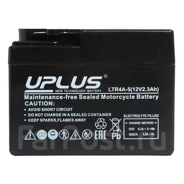 Мото аккумулятор AGM Leoch Uplus LTR4A-5 2,3 ампера, новый, в наличии ...