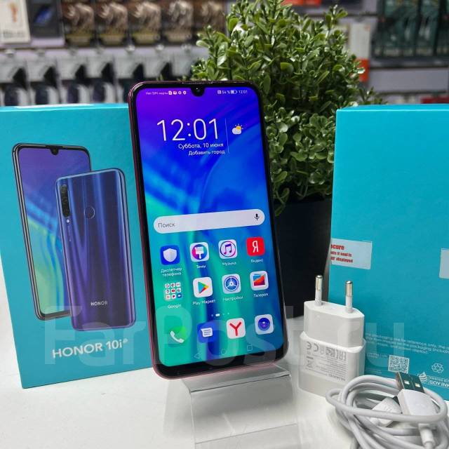 Смартфон Honor 10i 4/128GB, 6.21", моноблок, фиолетовый, 3G, 4G LTE ...