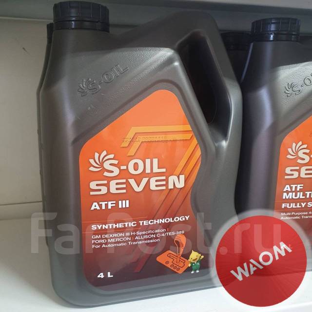 Масло для АКПП S-OIL 7 ATF Dexron 3 III 4л WAOM, синтетическое, 4,00 л ...