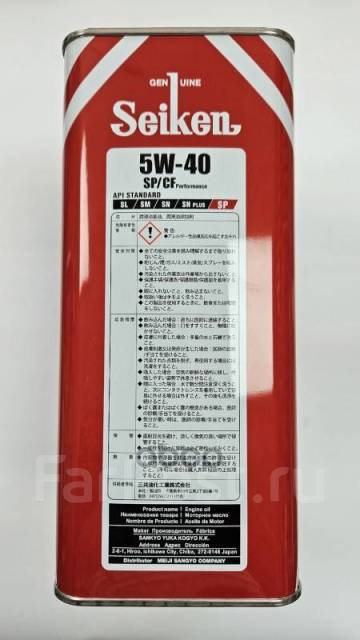 Масло Моторное Seiken Synthetic Sp/Cf 5W-40 4Л Seiken, синтетическое, 4 ...