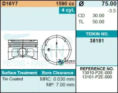 ������ (�-� 4��) STD D15B Civic 95- 75/1/1,2/2,8 d=19 Teikin 38181STD 38181STD ����