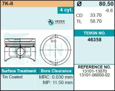������ (�-� 4��) 0,50 7KE Townace, Liteace CM7#,8# 99-07 80,5/1,5/1,5/4 d=20 Teikin 46358050 46358050 ����
