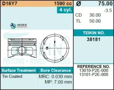 ������ (�-� 4��) 0,50 D15B Civic 95- 75/1/1,2/2,8 d=19 Teikin 38181050 38181050 ����