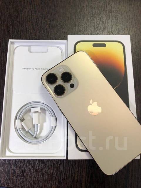 Айфон 14 PRO MAX на 128гб, 6.70", моноблок, бежевый, 4G LTE, б/у, в ...