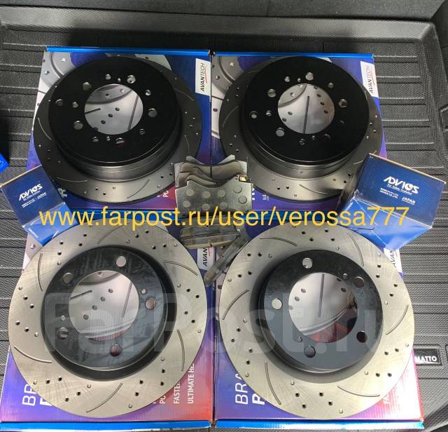 Диски тормозные перфорированные перед+зад+колодки комплект LC200/LX570 ...