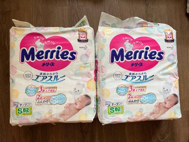 Подгузники Merries S привезены из Японии, 4-8 кг, 82 шт, в наличии ...