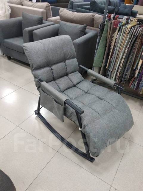 Кресло-качалка "Майями", ткань, полозья, складное, серый, 56,0 см, 78,0 ...