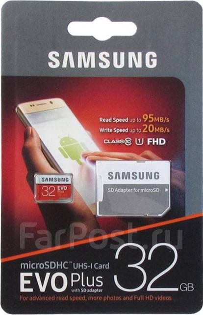 Карта памяти Samsung EVO Plus microSD 32Gb, новый, в наличии. Цена: 500 ...