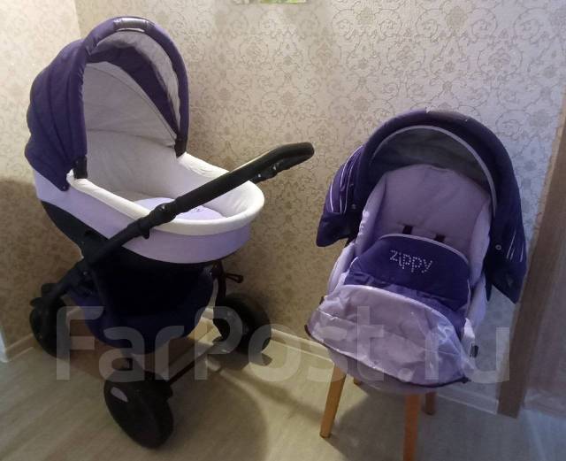 Коляска Tutis zippy 2 в 1 фиолетовая, б/у, в наличии. Цена: 2 000₽ во ...