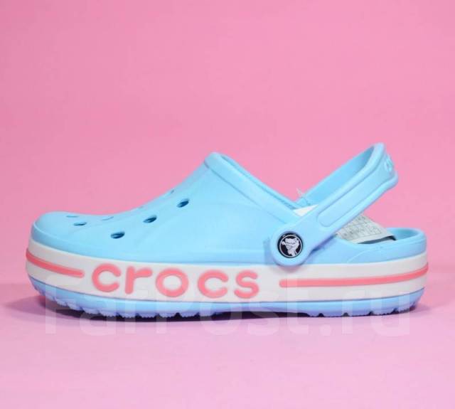 Light blue and pink on sale crocs