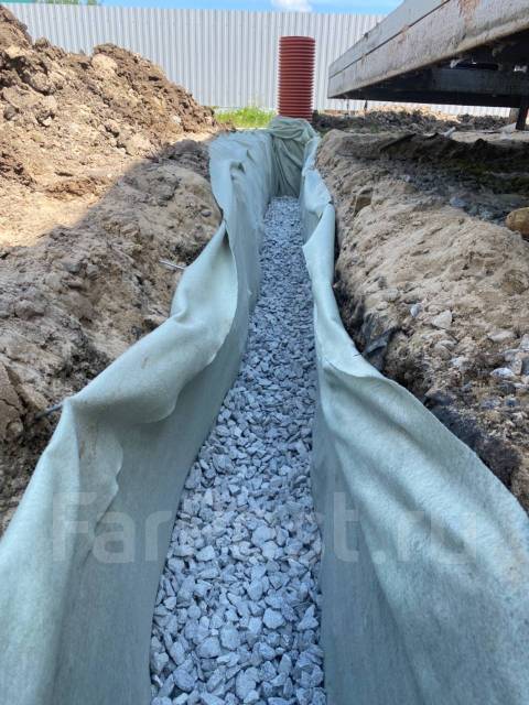 Дренаж участка, фундамента, ливневое водоотведение, утепленная отмостка ...