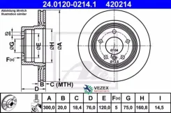 ���� ��������� BMW 1(E87) 07- ����.300x20 ��. 5 ��� ATE 24012002141 24012002141 ����
