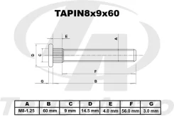 ������� M8 1.25 L60 (������� 9 ��) TAPIN8X9X60 ����