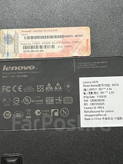 Lenovo G570. ��� 24 ��, ���� 254���, WiFi: 1, Bluetooth: 1, ����������� �� 2��. ����