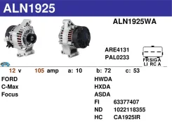 ��������� FORD Focus 1.6l 12V WAI CA1925IR WAI ALN1925WA ����