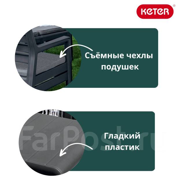 Комплект уличной мебели Делано Сет (Delano set) с подушками (графит ...