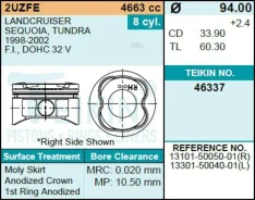 ������ (�������� 8��) 0,50 2UZFE LAND Cruiser HDJ101, UZJ100 98-07 94/1,5/1,5/4 d=22 Teikin 46337050 46337050 ����