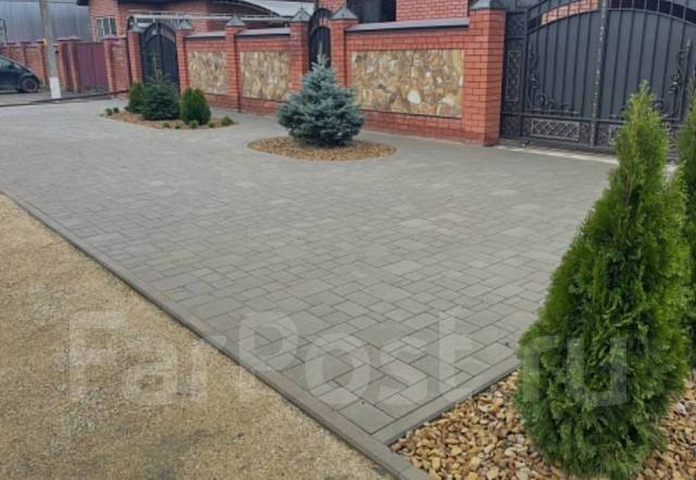 Благоустройство территории, Асфальт, Укладка брусчатки, Отмостка. забор ...